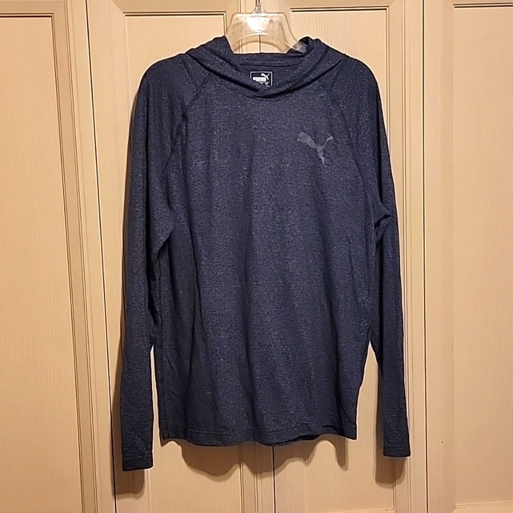 Puma Hoodie Shirt, Blue, Large, EUC